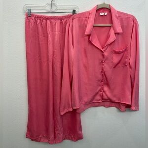 BP Brads Plum Nordstrom Brand Hot Pink Silky Loungewear PJ Pajama Set Size Large